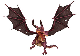 3D Rendering Fairy Tale Dragon on White