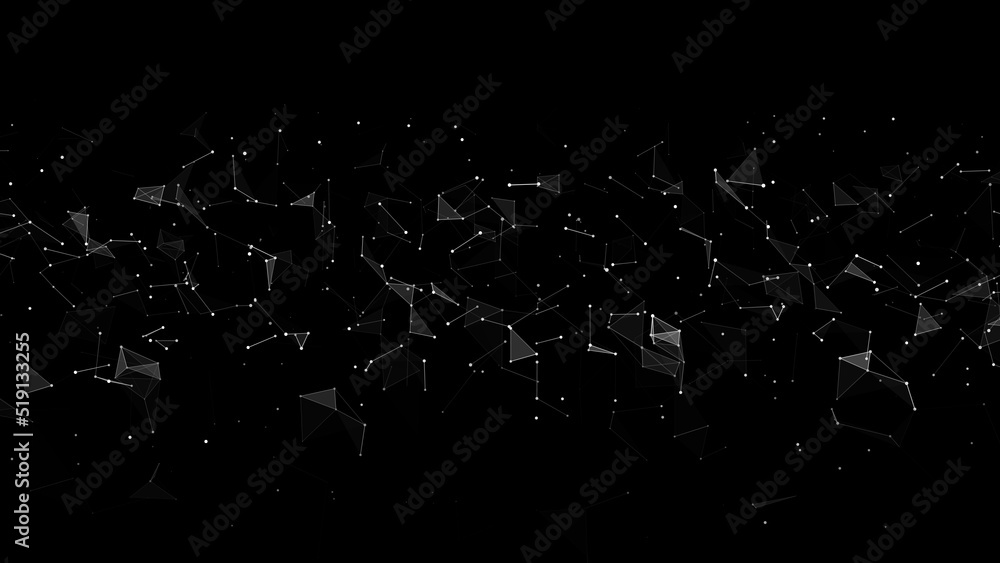 Poster connection to the global network. abstract vector dots and lines on a black background. the concept 