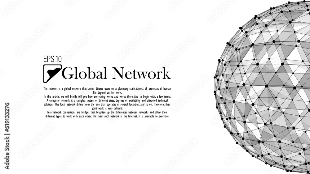 Poster global network connection. abstract vector background of dots and lines with polygons. the concept o
