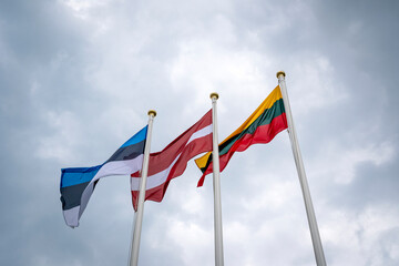 Flags of the Estonia, Latvia and Lithuania - obrazy, fototapety, plakaty