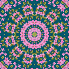 Abstract watercolor seamless pattern, cage, kaleidoscope