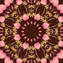 Abstract watercolor seamless pattern, cage, kaleidoscope