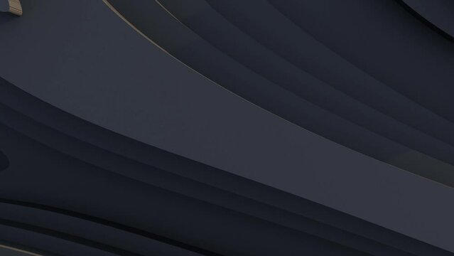 Black metal texture steel pattern. Grey line curve design on abstract black background. Dark horizontal template or banner, business backdrop. 3D illustration
