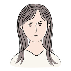 怒っている女性、不満、怒り、淡彩画