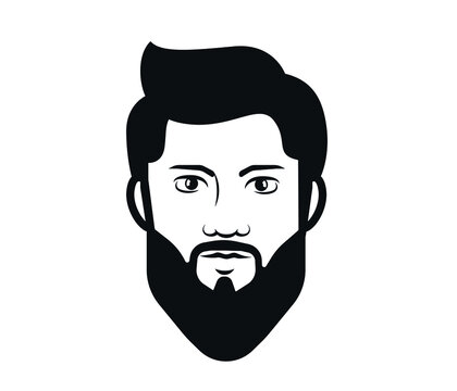 Vector illustration of straight hair long bearded male character.