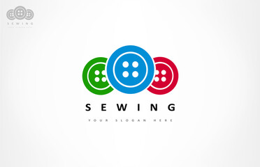 Clothing buttons logo vector design. Sewing logo vector.