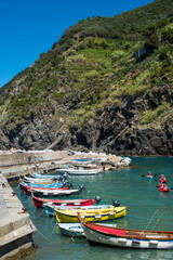 boats in the bay of  Vernazza