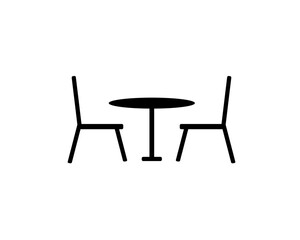 Street cafe - table and chairs. Flat vector icon. 