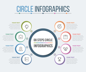Simple Circle Infographics with 08 Steps