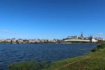Fototapeta na wymiar View of the city of Kazan on a bright sunny day.