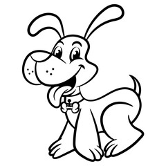 Cartoon illustration of Adorable puppy wagging tails because happy, best for mascot, sticker, and coloring book with Pet themes for kids