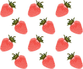 Strawberries background isolated on white. Summer seamless pattern vector.