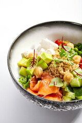 Couscous with salmon and fresh vegetables