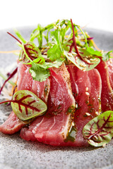 Tataki tuna closeup view