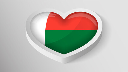 EPS10 Vector Patriotic heart with flag of Madagascar.