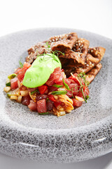 Tuna tartare closeup view