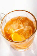 Fresh cocktail with orange and ice