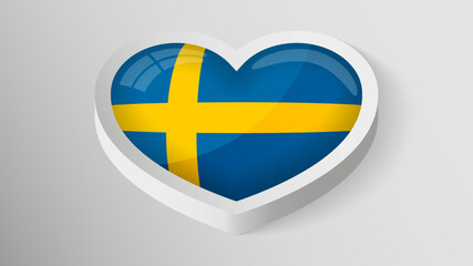 EPS10 Vector Patriotic heart with flag of Sweden.