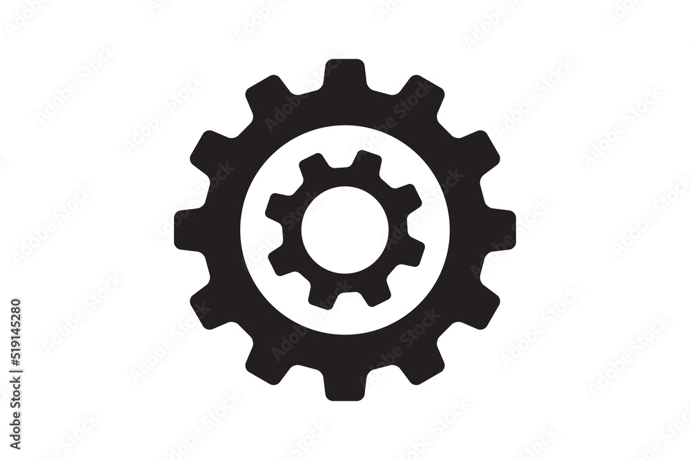 Poster setting icon vector with work cog gear element. cogweel mechanism symbol.
