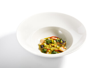 Scallop in light apple dressing in plate