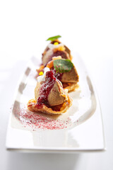 Turkey liver pate with berry sauce side view