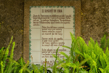poem by Maria Antonia Salva, Santuario de Cura, Algaida, Majorca, Balearic Islands, Spain