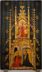 announcement of death to the mother of god, circle of the master of Montesion, 1410, temper on board, Museu de Mallorca, Palma, Majorca, Balearic Islands, Spain