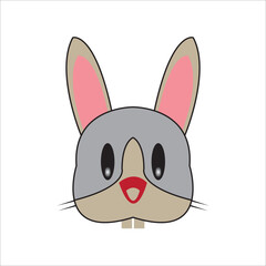 Rabbit head cartoon icon design illustration template web