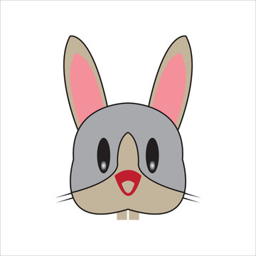 Rabbit head cartoon icon design illustration template web