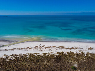 aerial view of the famous white beach of Rosignano