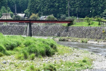 Fototapeta na wymiar 日本の田舎、原風景、夏、美山、かやぶき、美山かやぶきの里、