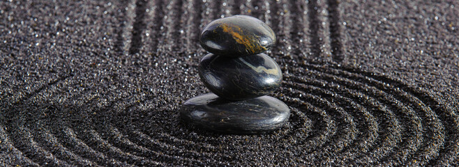 Japanese zen garten with stone and sand
