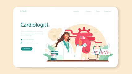 Cardiologist web banner or landing page. Idea of heart medical diagnostic