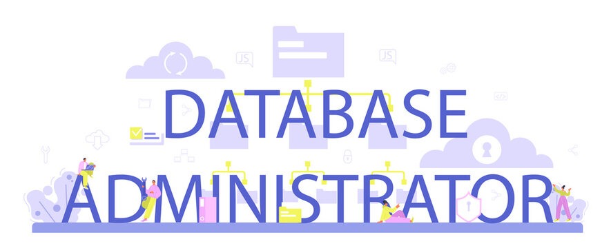 Data base administrator typographic header. Manager working