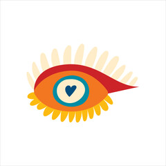 Fototapeta premium Groovy hippie eyes, vintage vector illustration. Funk and groove isolated elements