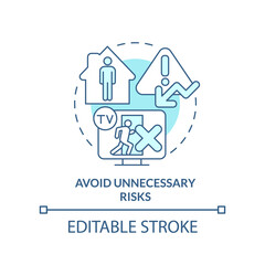 Avoid unnecessary risks turquoise concept icon. Emergency preparedness tip abstract idea thin line illustration. Isolated outline drawing. Editable stroke. Arial, Myriad Pro-Bold fonts used