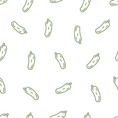 Linear seamless pattern with cucumbers. A simple pattern with cucumbers on a white background.