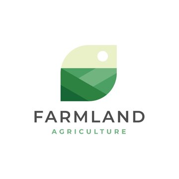 Farm Land Agriculture Flat Illustration Logo Design