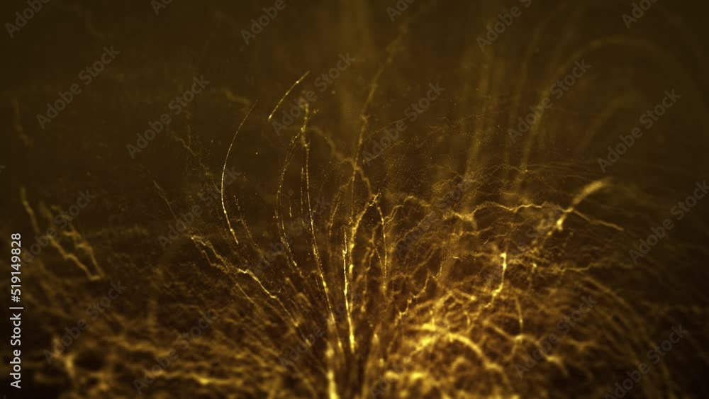 Poster abstract gold filaments bursting background/ 4k animation of an abstract wallpaper background of bur