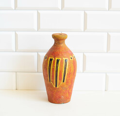 Colorful Mid-century modern design ceramic vase isolated