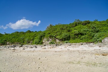 Nakanoshima Beach with many rocks and stones lying around