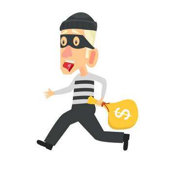 character design Thief  stealing with bag of money concept