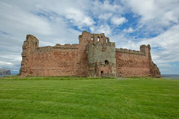 Facade of the 14th Century 'Tantallon Castle' overlooking the Firth of Forth