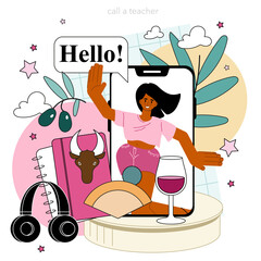 Spanish language online service or platform. Language school © inspiring.team