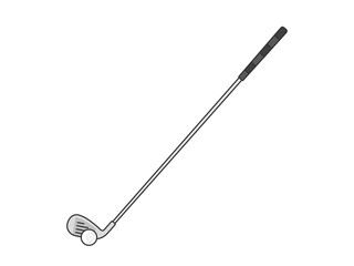 ゴルフクラブのアイアンと、ゴルフボールのイラスト