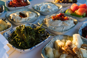 Turkish national cuisine at sunset