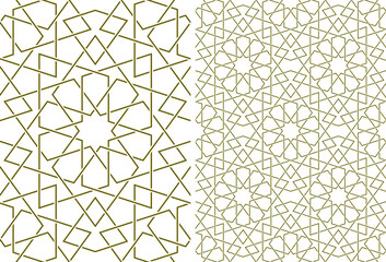 Seamless geometric ornament based on traditional islamic art.Brown color lines