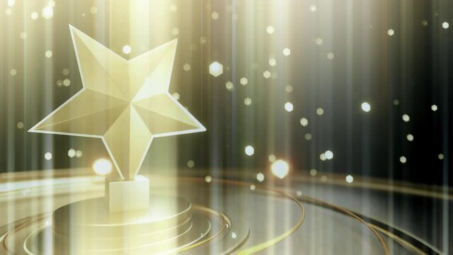 3d Gold stars animation. Glamour video for fashion event.