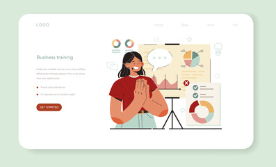 Business coach web banner or landing page. Company personnel