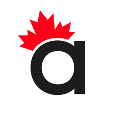Letter A Maple Leaf Logo Template Symbol of Canada. Minimal Canadian Business, Company Logo